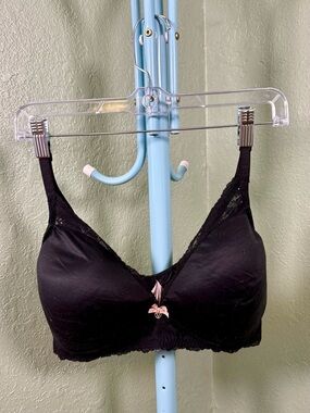 Victoria's Secret Black Bra with Pink Center Bow